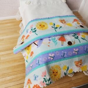 Miniature Dollhouse Fairy Garden Throw Blanket 1:12 Scale
